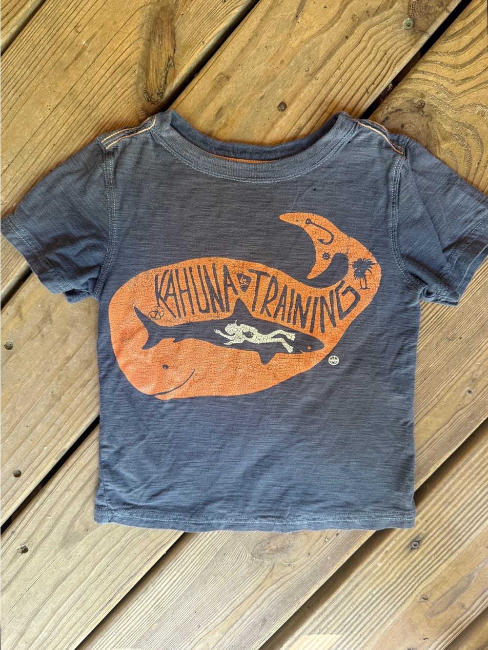 Genuine Kids from OshKosh 4T Kahuna Training Orange Whale surfer Graphic Tee